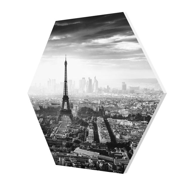 Hexagons Forex schilderijen The Eiffel Tower From Above Black And White