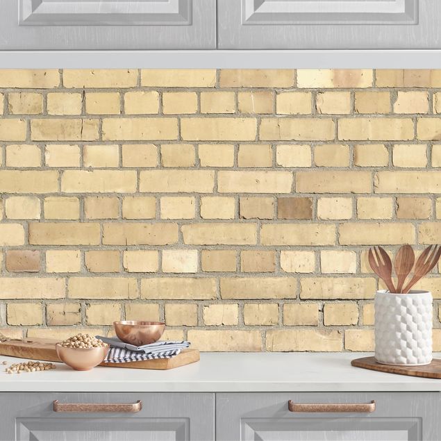 Achterwand voor keuken patroon Clinker Wallpaper Light Yellow