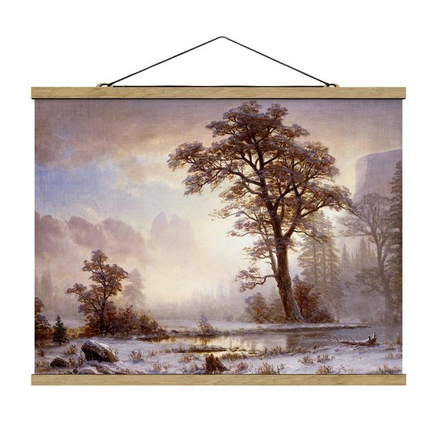 Stoffen schilderij met posterlijst Albert Bierstadt - Valley of the Yosemite, Snow Fall