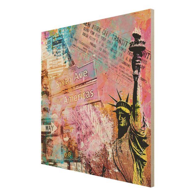 Houten schilderijen Sixth Avenue New York Collage