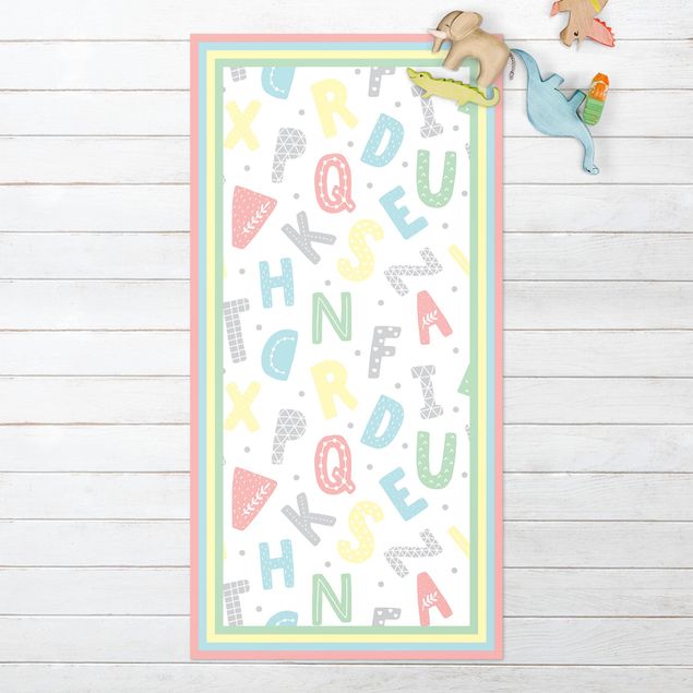 buitenkleed balkon Alphabet In Pastel Colours With Frame