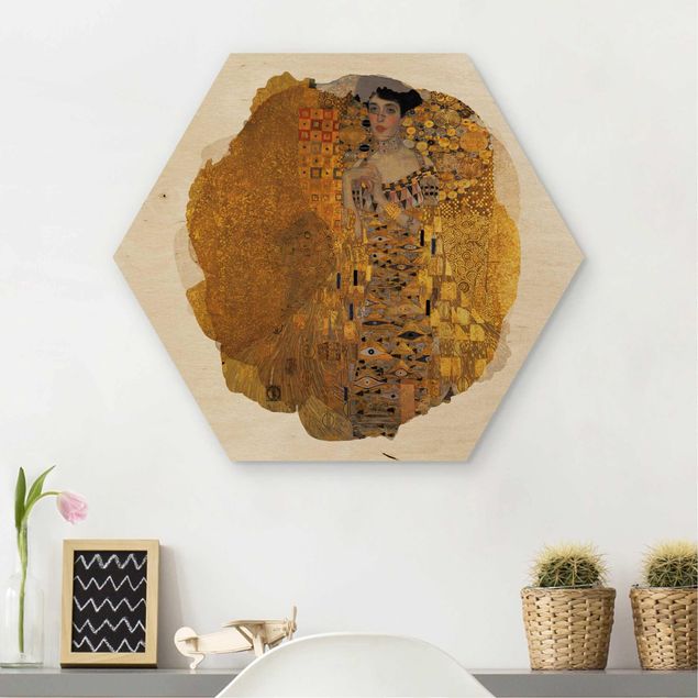 Hexagons houten schilderijen WaterColours - Gustav Klimt - Portrait Of Adele Bloch-Bauer I