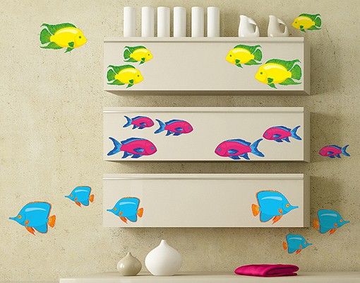 Muurstickers vis No.RY29 Shoal Of Colourful Fish