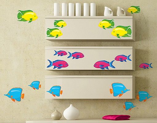 Muurstickers dieren No.RY29 Shoal Of Colourful Fish