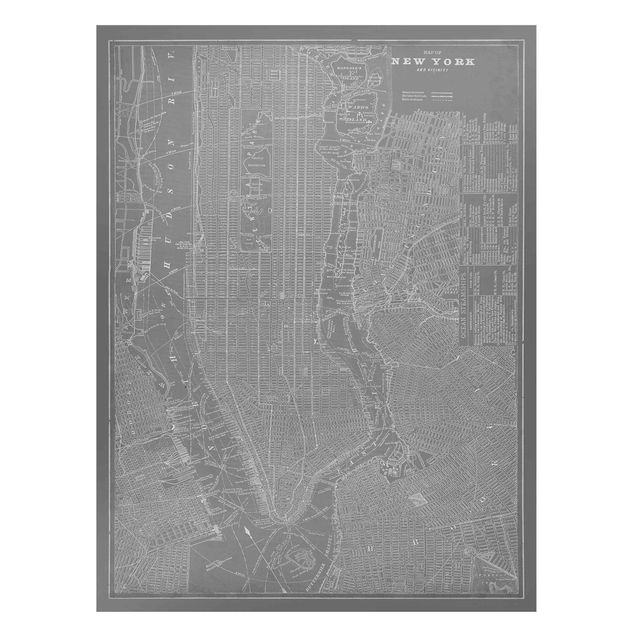 Magneetborden Vintage Map New York Manhattan
