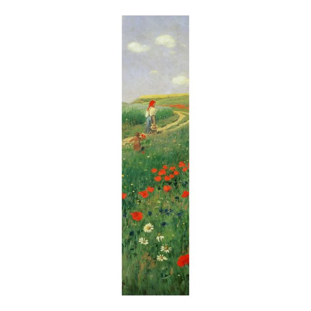 Schuifgordijnen Pál Szinyei-Merse - Summer Landscape With A Blossoming Poppy