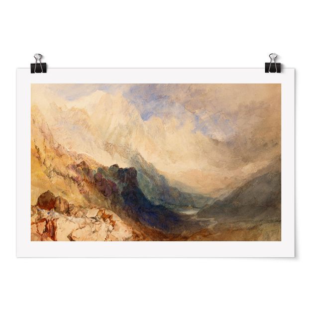 Posters William Turner - View along an Alpine Valley, possibly the Val d'Aosta