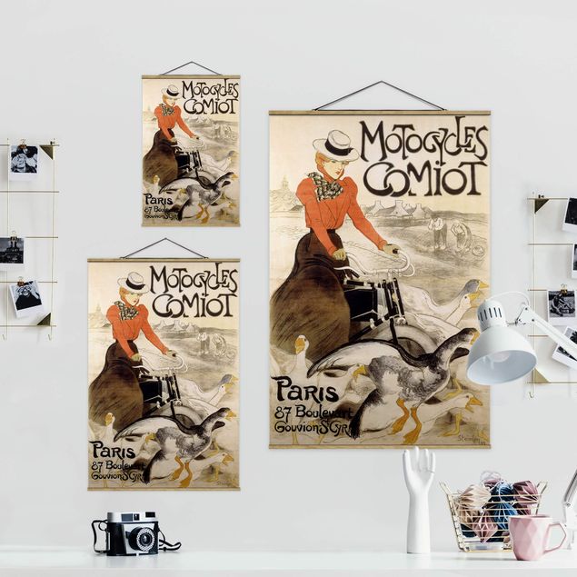 Stoffen schilderij met posterlijst Théophile Steinlen - Poster For Motor Comiot