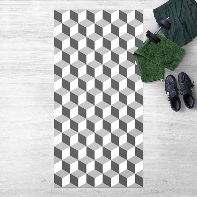 balkon tapijt Geometrical Tile Mix Cubes Grey