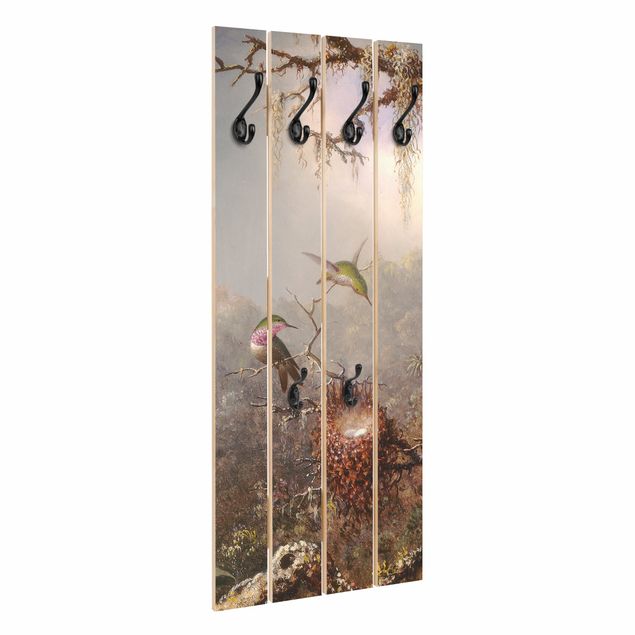 Wandkapstokken houten pallet Martin Johnson Heade - Orchid And Three Hummingbirds