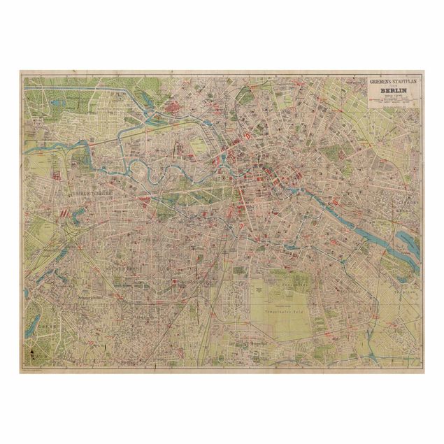 Houten schilderijen Vintage Map Berlin