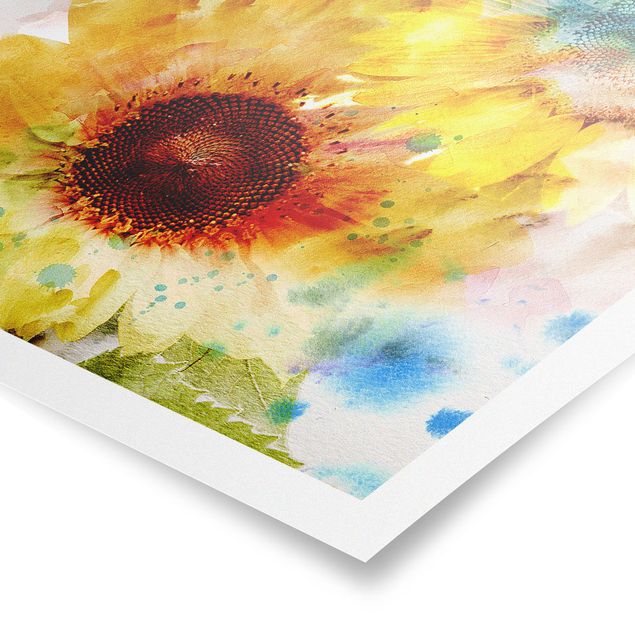 Posters Watercolour Flowers Sunflowers