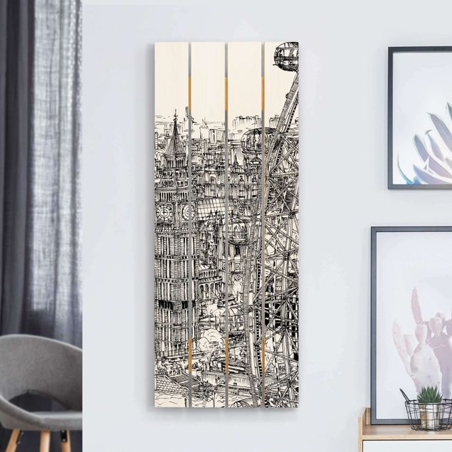Houten schilderijen op plank City Study - London Eye