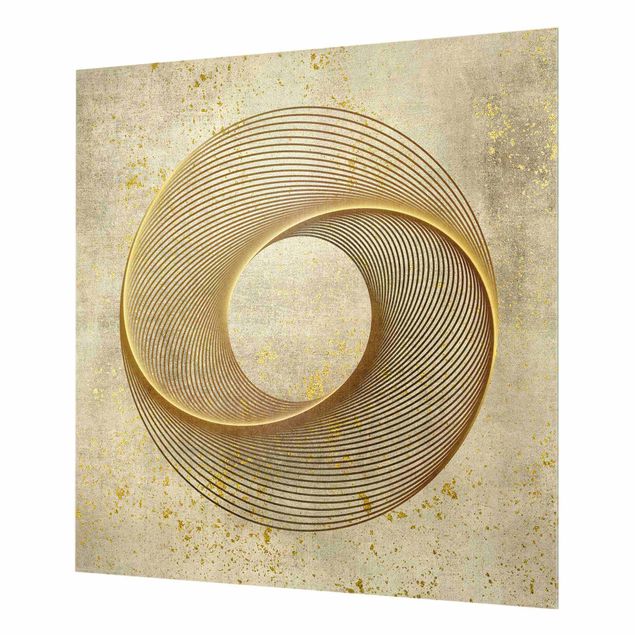 Spatscherm keuken Line Art Kreisspirale Gold
