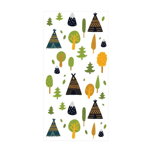 vloerkleed multicolor modern Tipi In The Woods With Mountaintops
