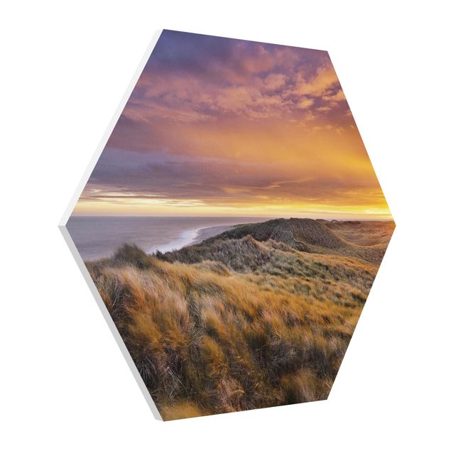 Hexagons Forex schilderijen Sunrise On The Beach On Sylt