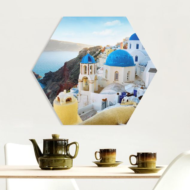 Hexagons Forex schilderijen Santorini