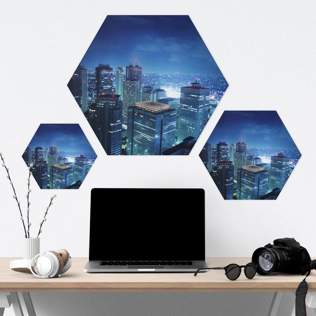 Hexagons Aluminium Dibond schilderijen The Atmosphere In Tokyo
