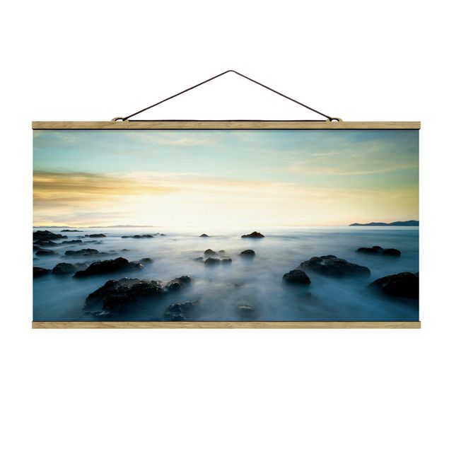 Stoffen schilderij met posterlijst Sunset Over The Ocean