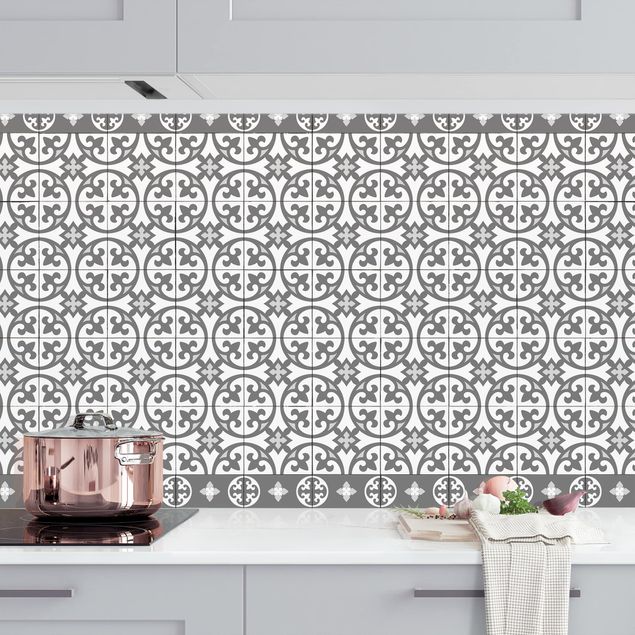 Achterwand voor keuken patroon Geometrical Tile Mix Circles Grey