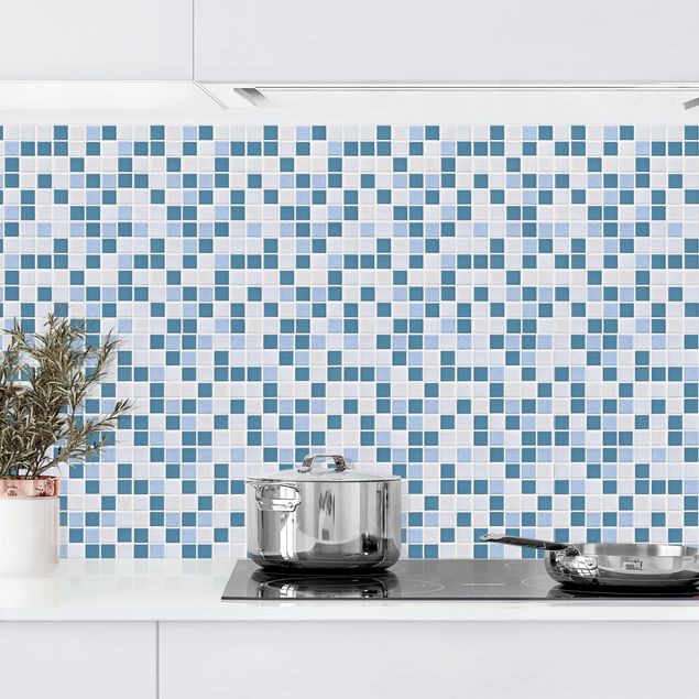 Achterwand voor keuken patroon Mosaic Tiles Blue Gray