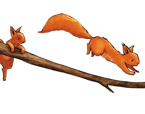Raamstickers Squirrels On The Branch
