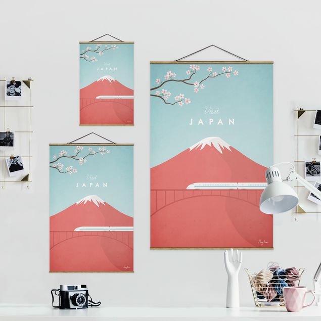 Stoffen schilderij met posterlijst Travel Poster - Japan