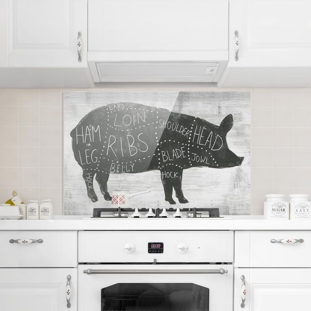 Spatscherm keuken Butcher Board - Pig