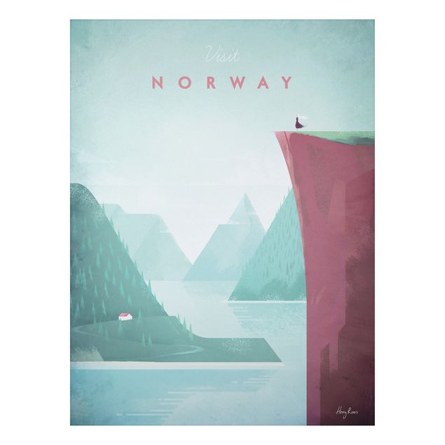 Aluminium Dibond schilderijen Travel Poster - Norway