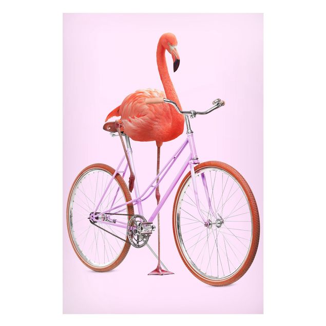 Magneetborden Flamingo With Bicycle
