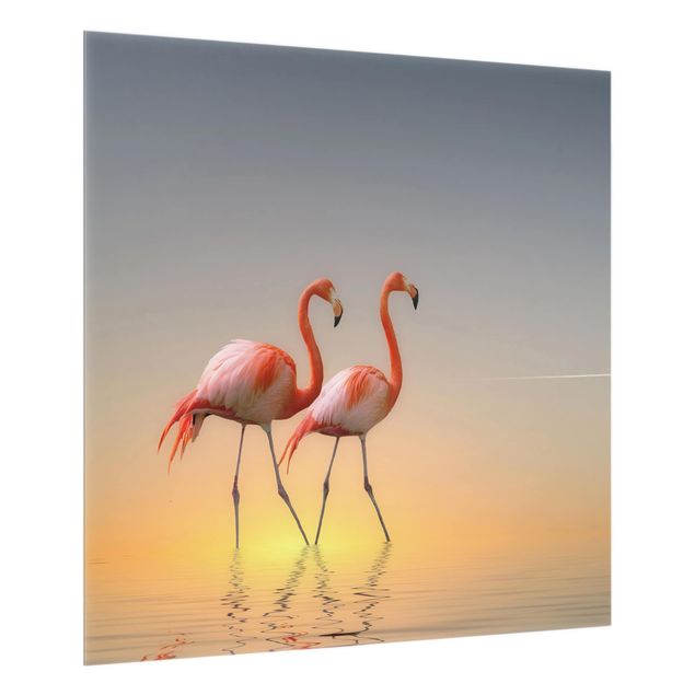 Spatscherm keuken Flamingo Love