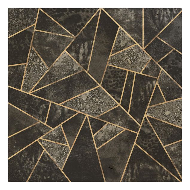 Houten schilderijen Grey Triangles Gold
