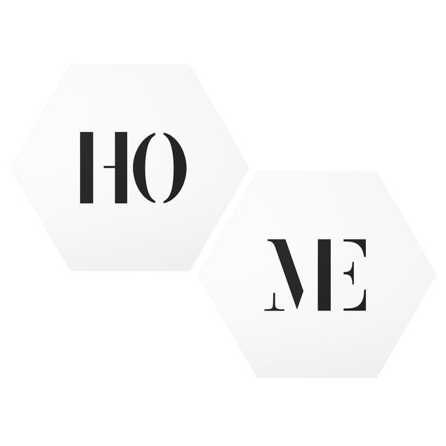 Hexagons Forex schilderijen - 2-delig Letters HOME Black Set I