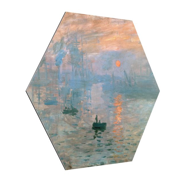 Hexagons Aluminium Dibond schilderijen Claude Monet - Impression (Sunrise)
