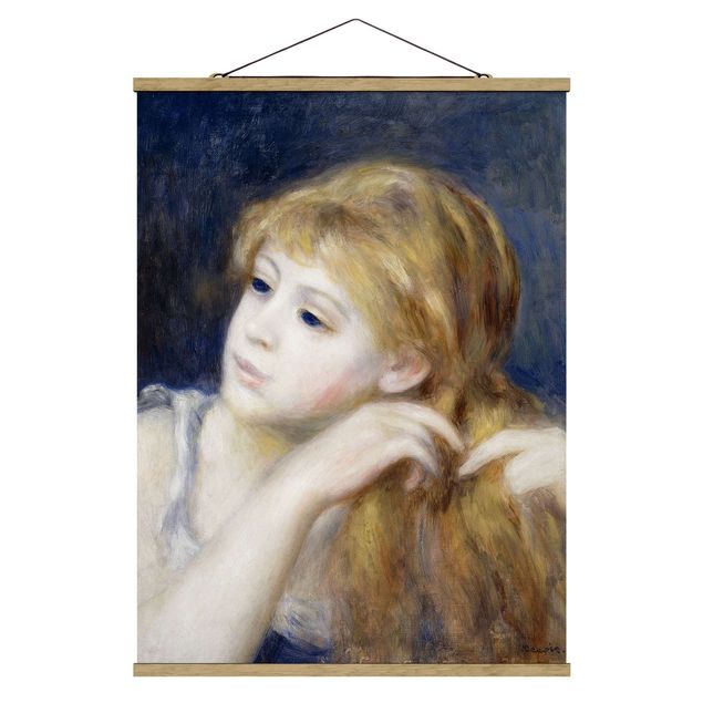 Stoffen schilderij met posterlijst Auguste Renoir - Head of a Young Woman