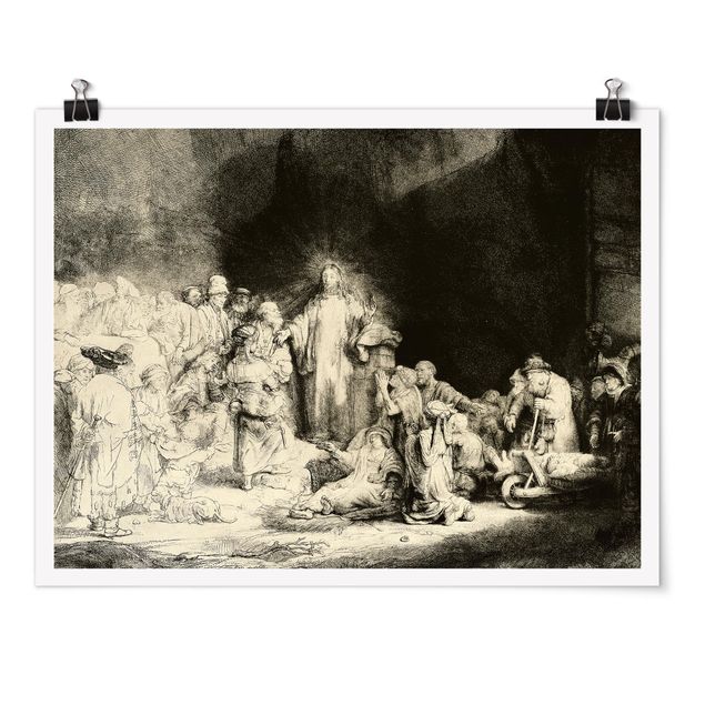 Posters Rembrandt van Rijn - Christ healing the Sick. The Hundred Guilder