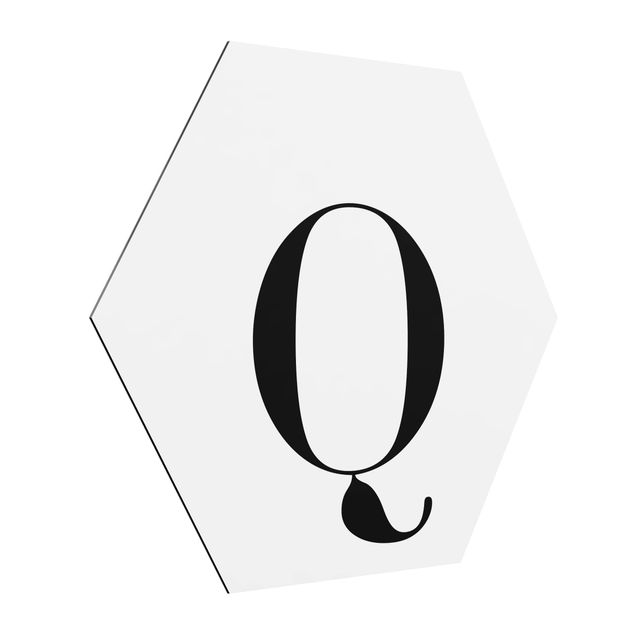Hexagons Aluminium Dibond schilderijen Letter Serif White Q