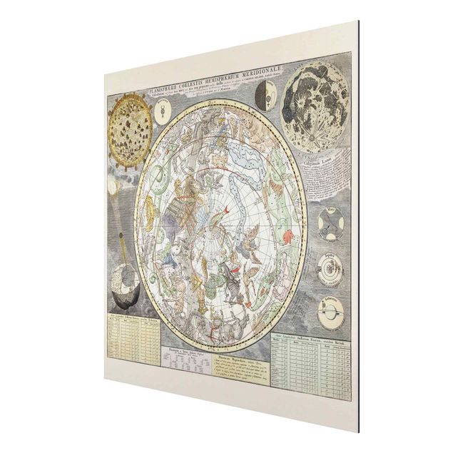 Aluminium Dibond schilderijen Vintage Ancient Star Map