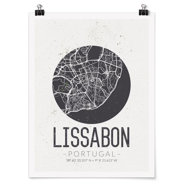 Posters Lisbon City Map - Retro