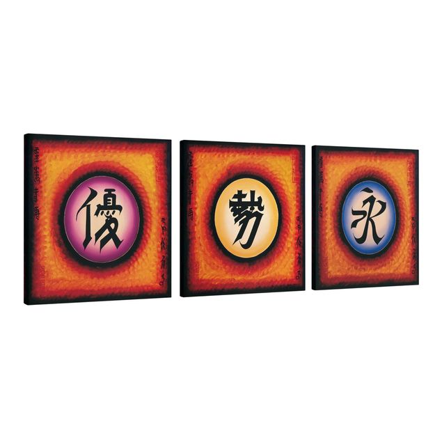 Canvas schilderijen - 3-delig Chinese Characters Trio