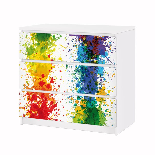 Meubelfolie IKEA Malm Ladekast Rainbow Splatter