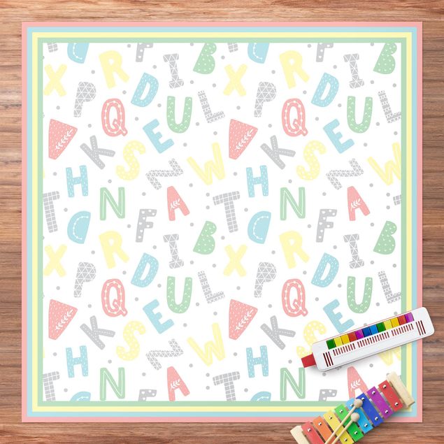 tapijt modern Alphabet In Pastel Colours With Frame