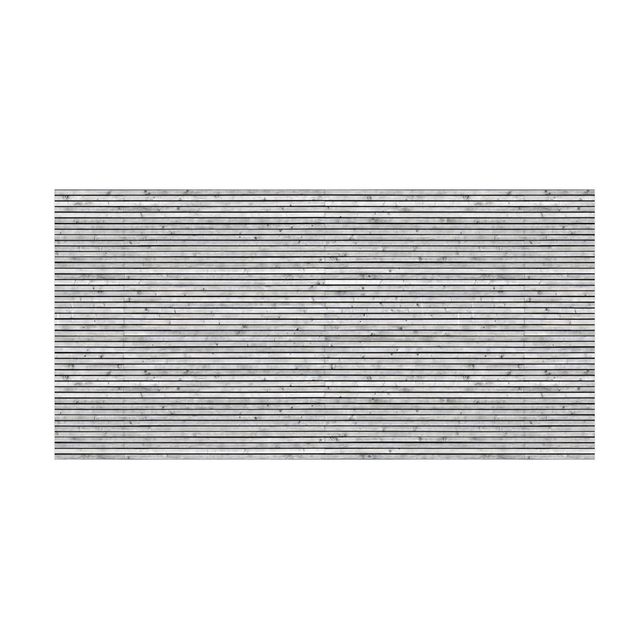 vloerkleed lichtgrijs Wooden Wall With Narrow Strips Black And White