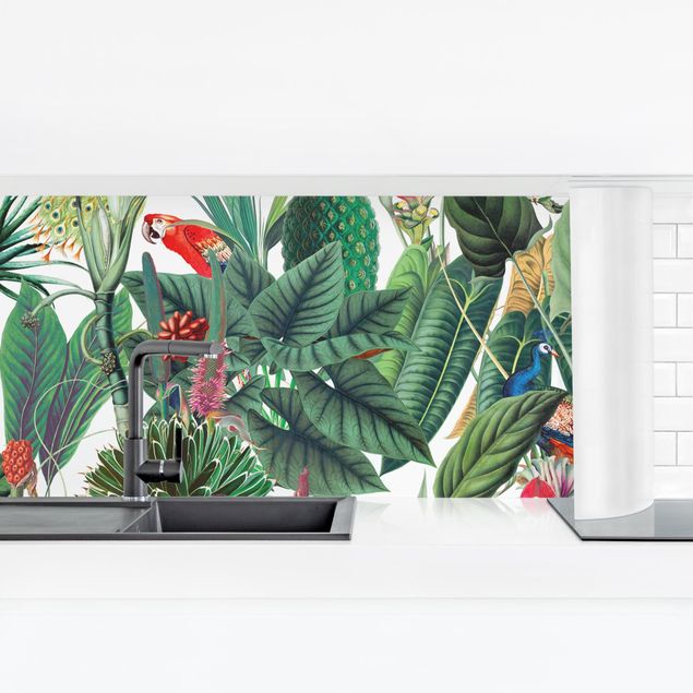 Achterwand voor keuken patroon Colourful Tropical Rainforest Pattern