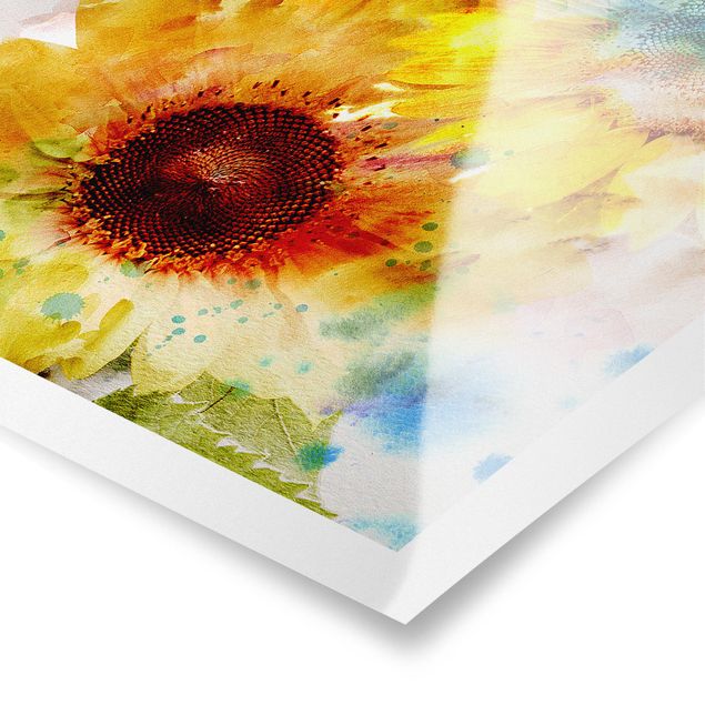 Posters Watercolour Flowers Sunflowers