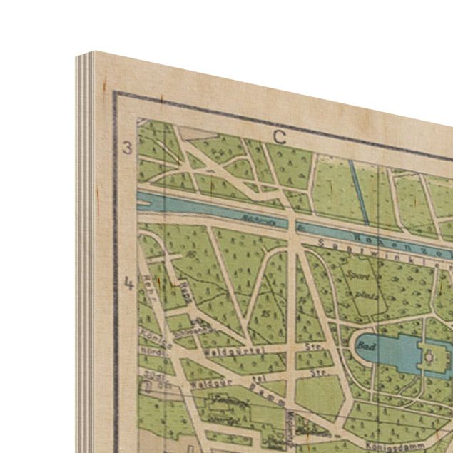 Houten schilderijen Vintage Map Berlin