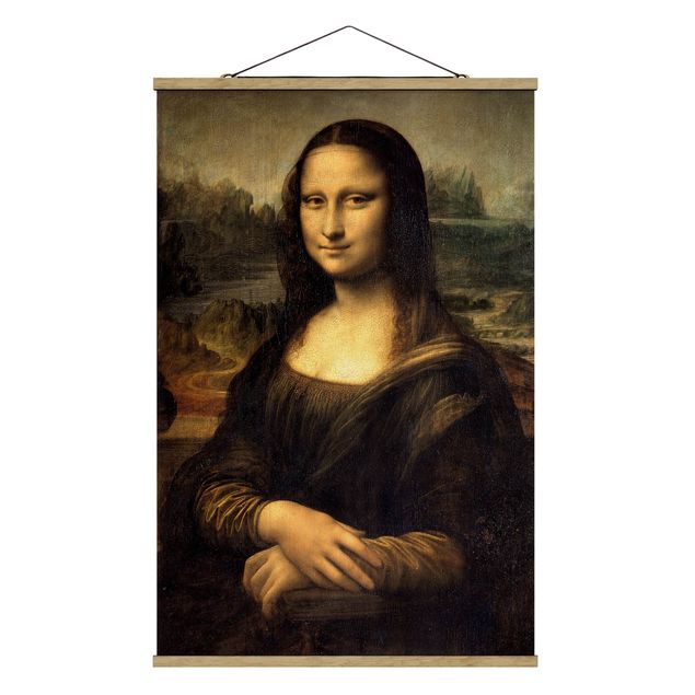 Stoffen schilderij met posterlijst Leonardo da Vinci - Mona Lisa