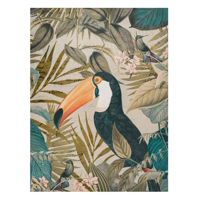 Magneetborden Vintage Collage - Toucan In The Jungle