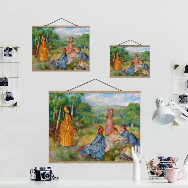 Stoffen schilderij met posterlijst Auguste Renoir - Young Ladies Playing Badminton