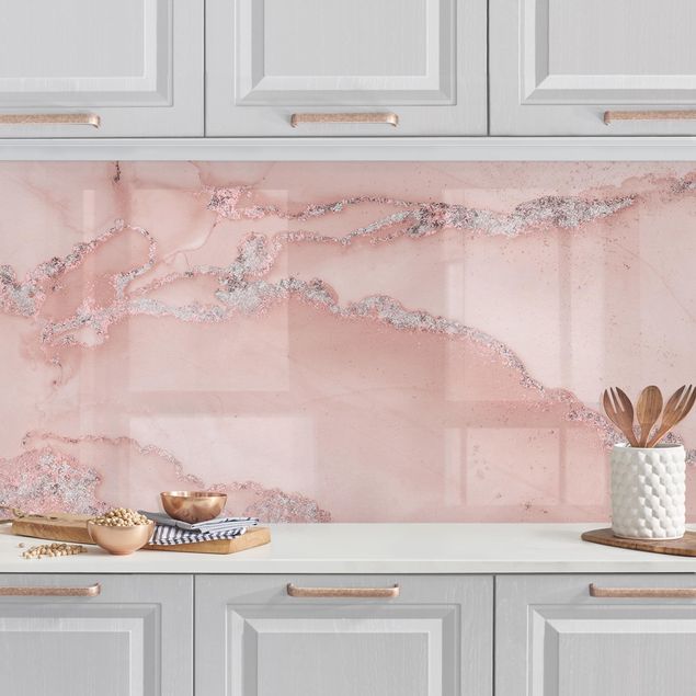 Achterwand voor keuken patroon Colour Experiments Marble Light Pink And Glitter